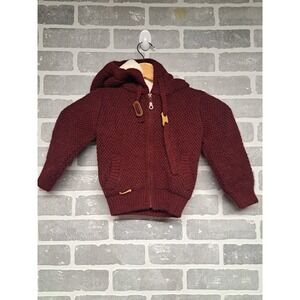 N‎ Z L Baby Burgandy Wool Knit Full Zip Hoodie Size 2-3T